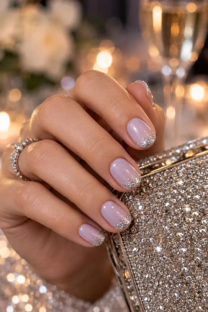 7. Silver Glitter Tips