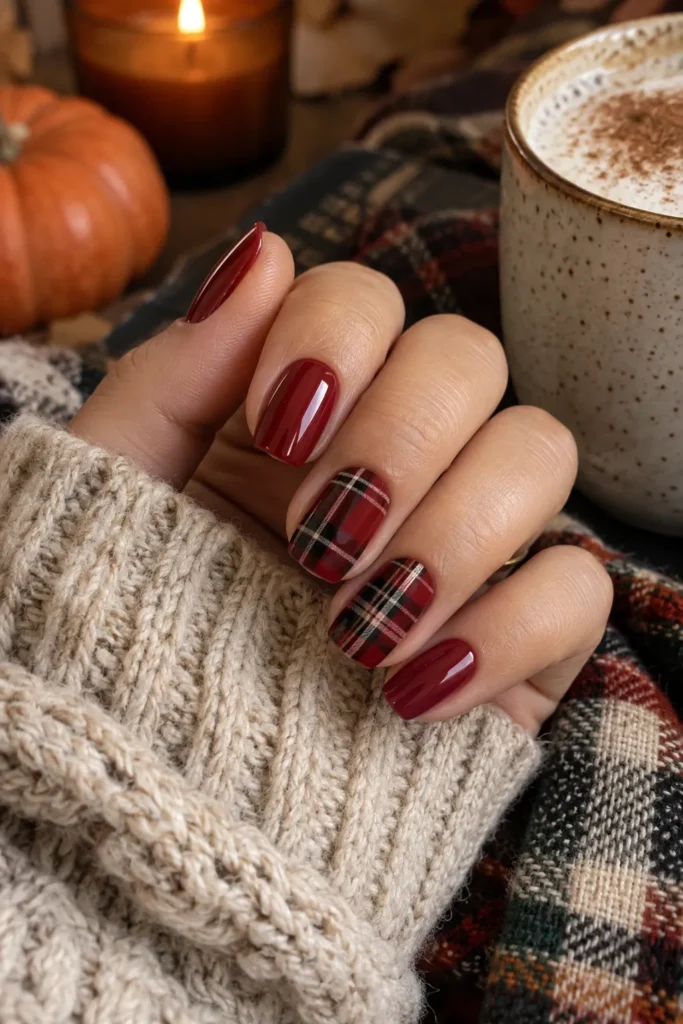 21. Plaid Flannel Nails