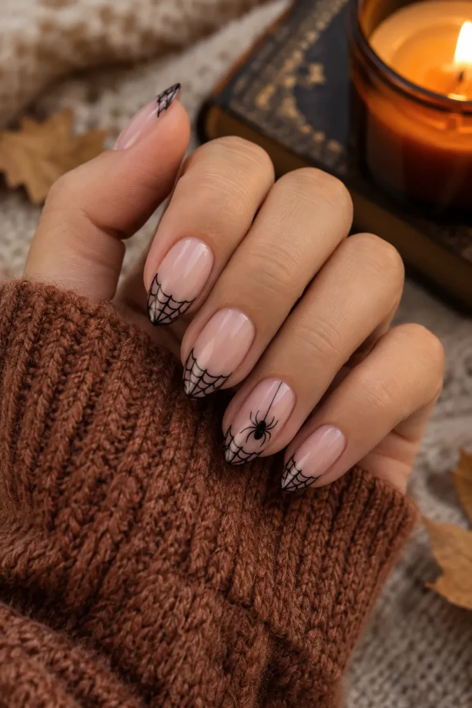 8. Spider Web French Tips