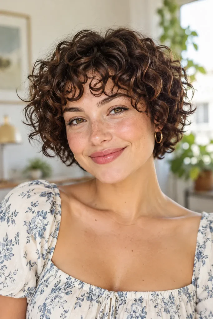 18. Short Curly Bangs
