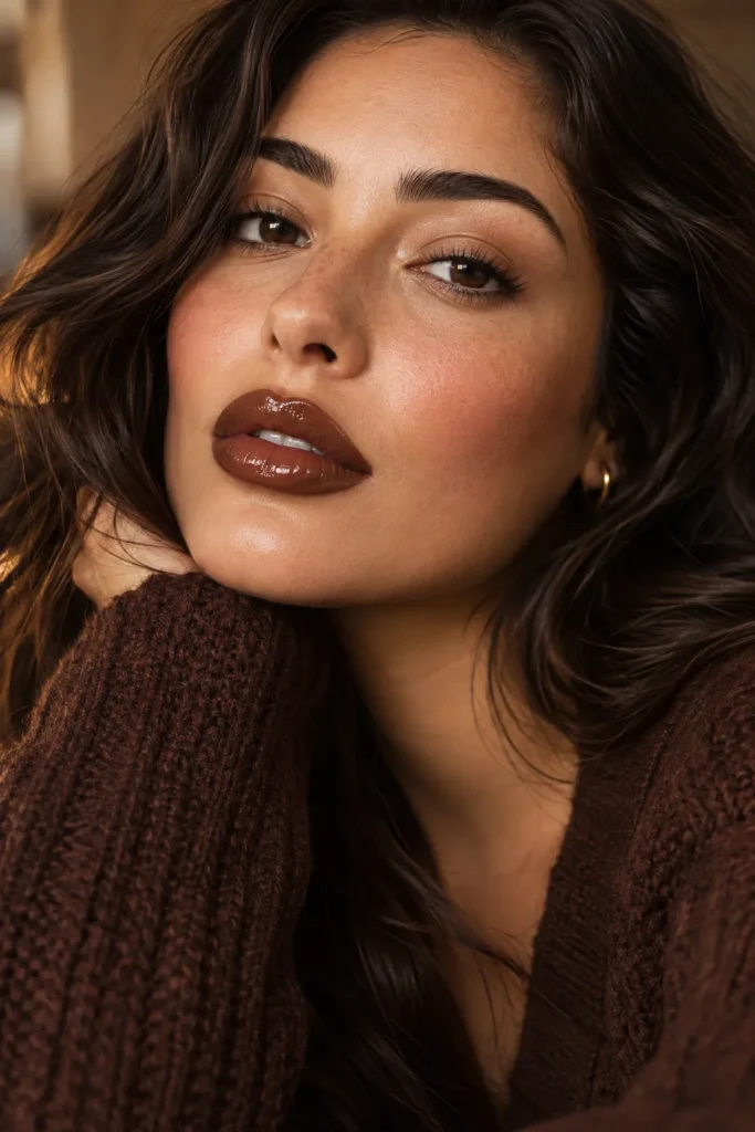 15. Chocolate Brown Lips