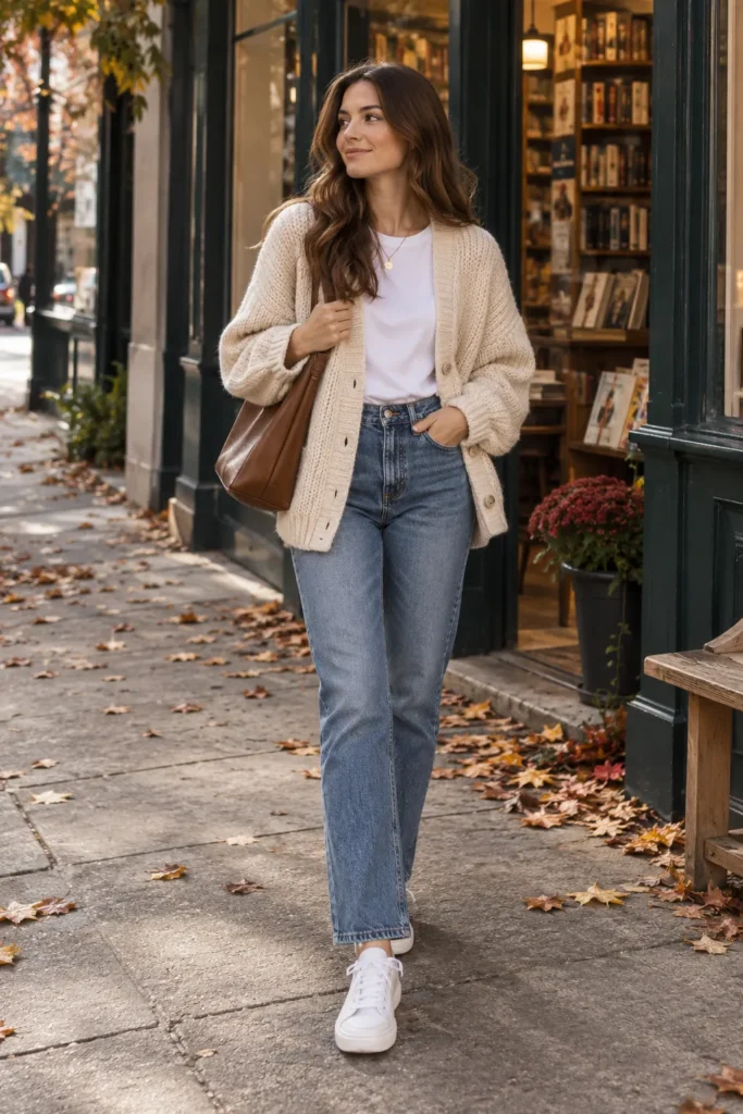 1. Straight Leg Jeans and Oversized Cardigan