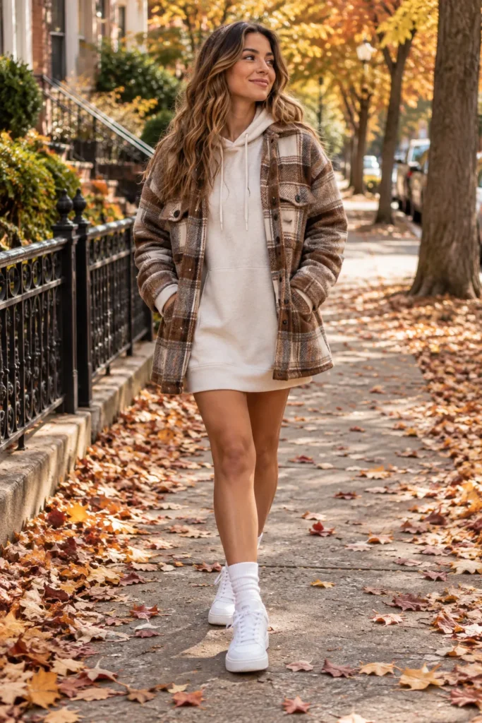 11. Shacket Over a Hoodie Dress