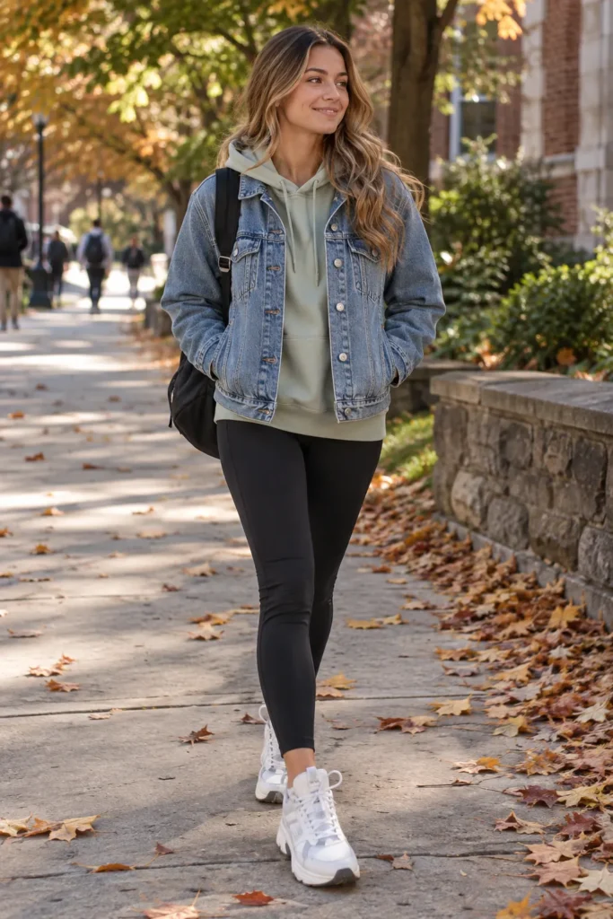 7. Hoodie Under a Denim Jacket