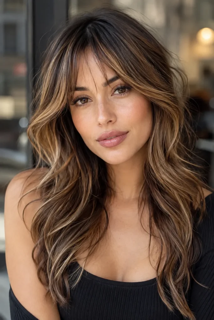20. Wispy Bangs With Highlights