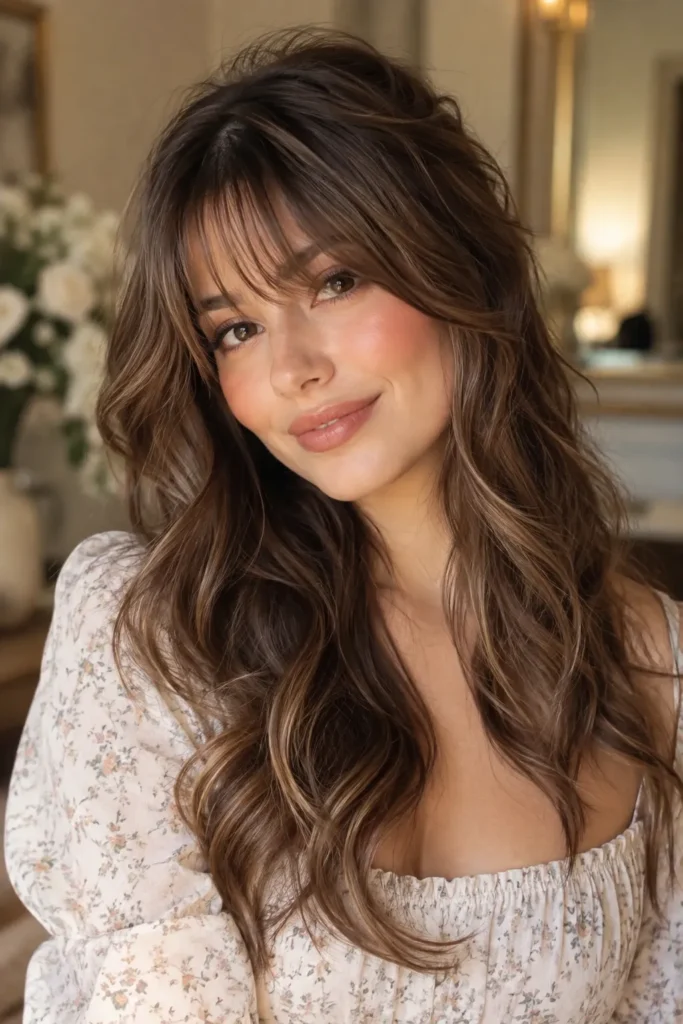 21. Wispy Bangs With Waves