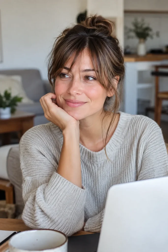 29. Wispy Bangs Low Maintenance Styling
