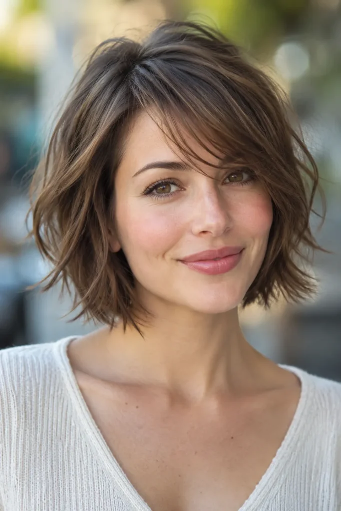 3. Wispy Bangs For Heart Shaped Face