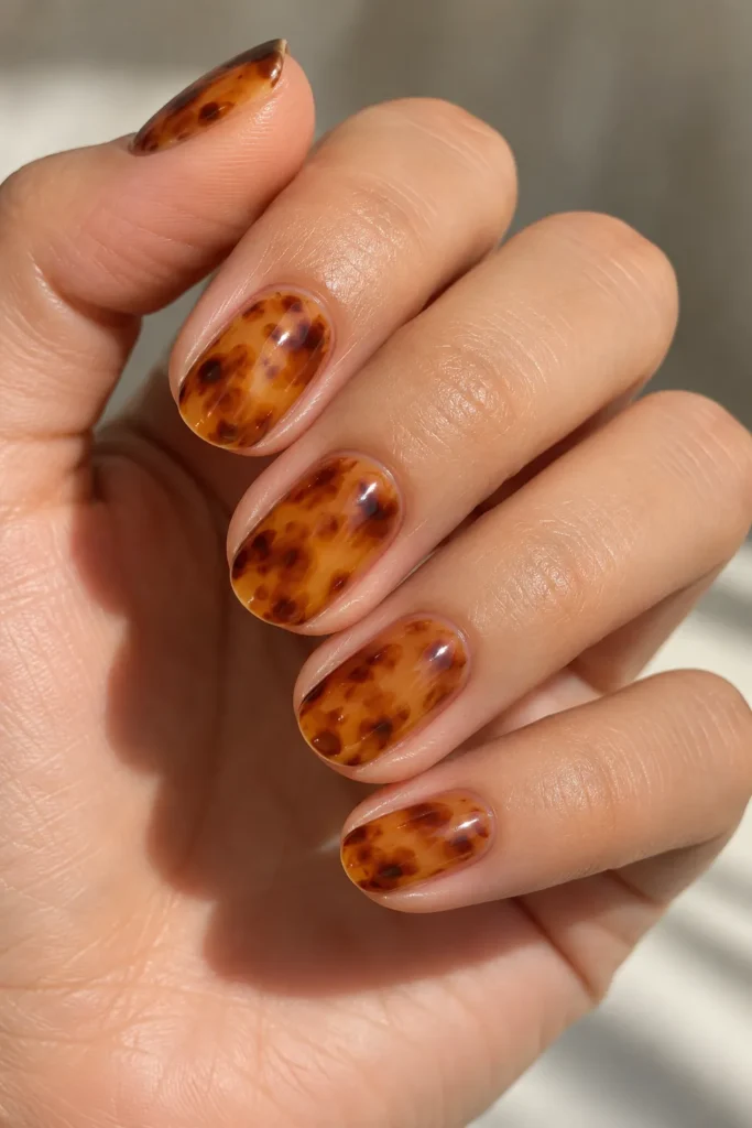 1. Honey Amber Base for a Warm Start Tortoiseshell Nail Ideas
