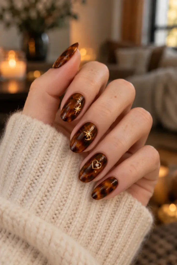 30. Birthday Charm Tortoise Nails