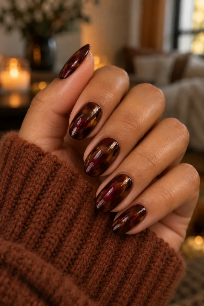 24. Chocolate Cherry Dessert Nails