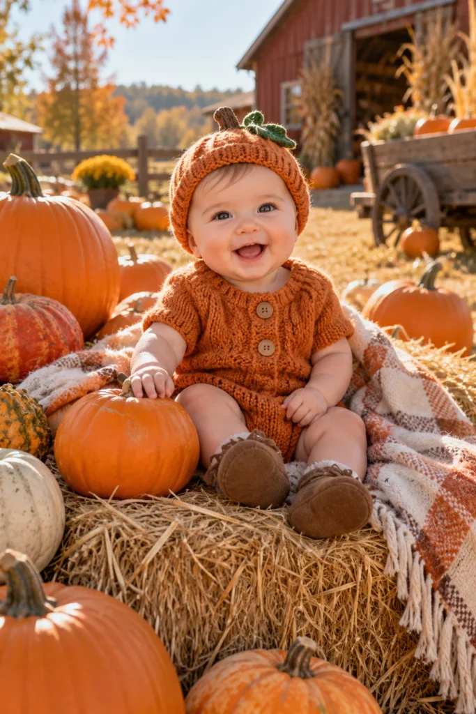 11. Baby Pumpkin Romper Set