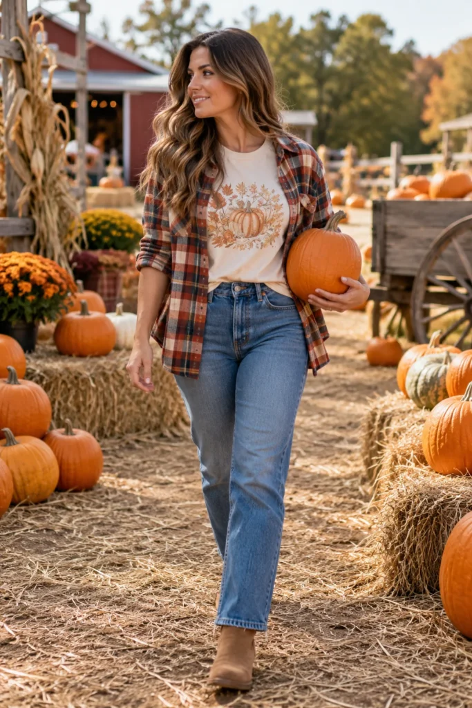 13. Straight Leg Jeans and Graphic Fall Tee