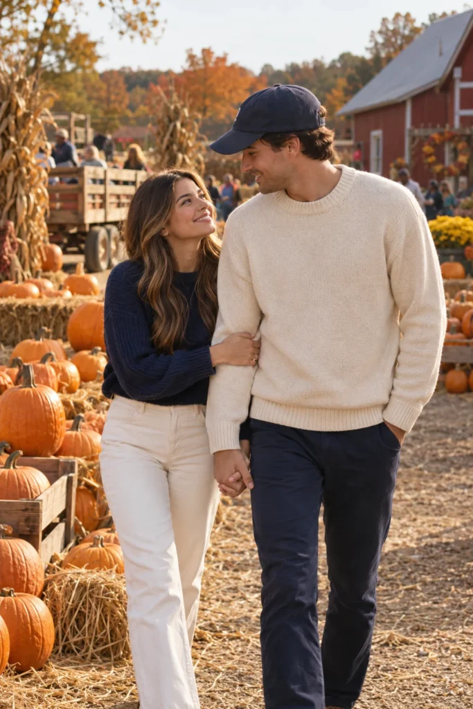 28. Couple Color Match in Cream and Navy