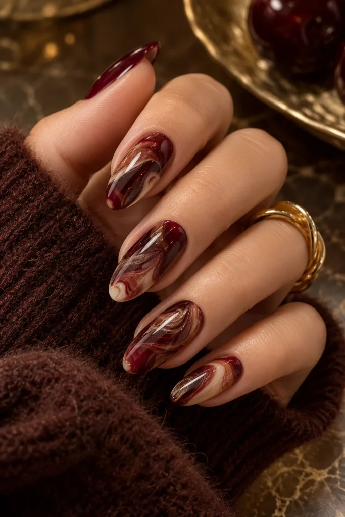 20. Cherry and Coffee Marble Swirl
