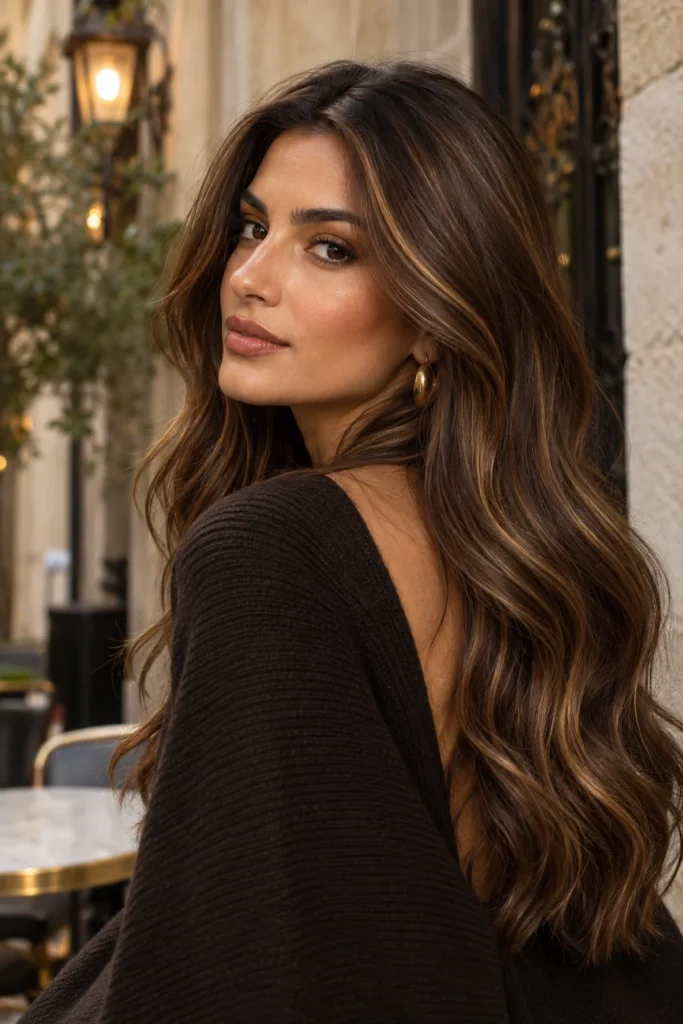 20. Deep Walnut With Thin Gold Lines for Olive Skin