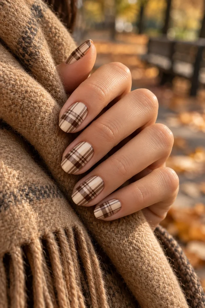 8. Mocha Brown and Cream Plaid
