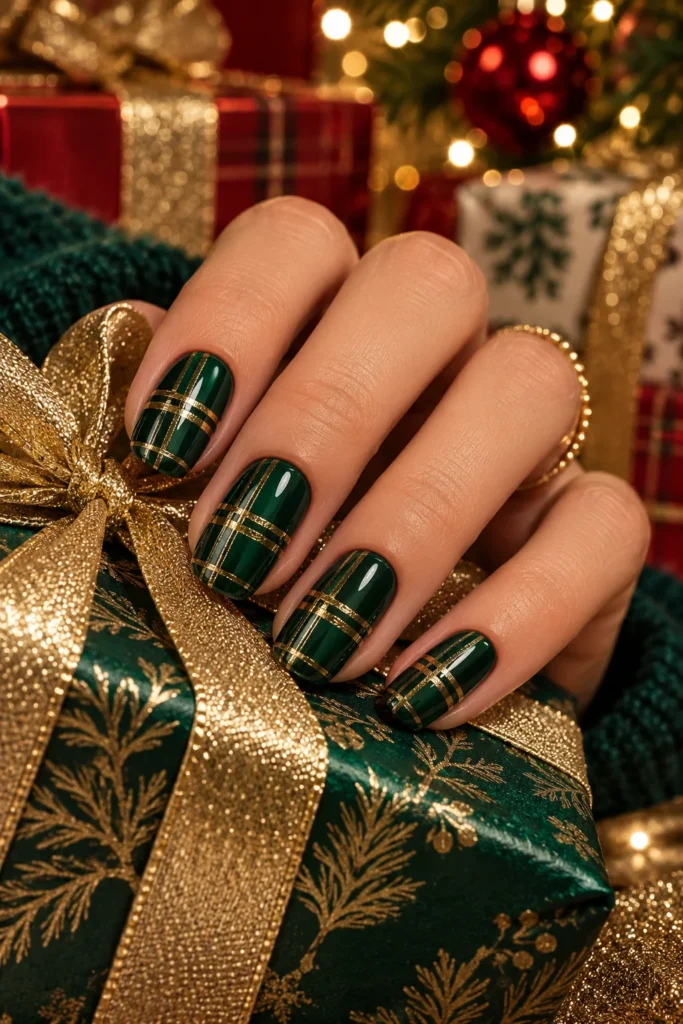 18. Gold Foil Plaid Gift Wrap