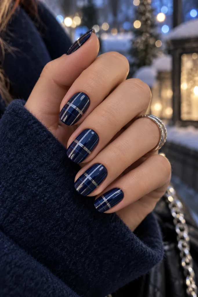 15. Silver and Navy Winter Plaid
