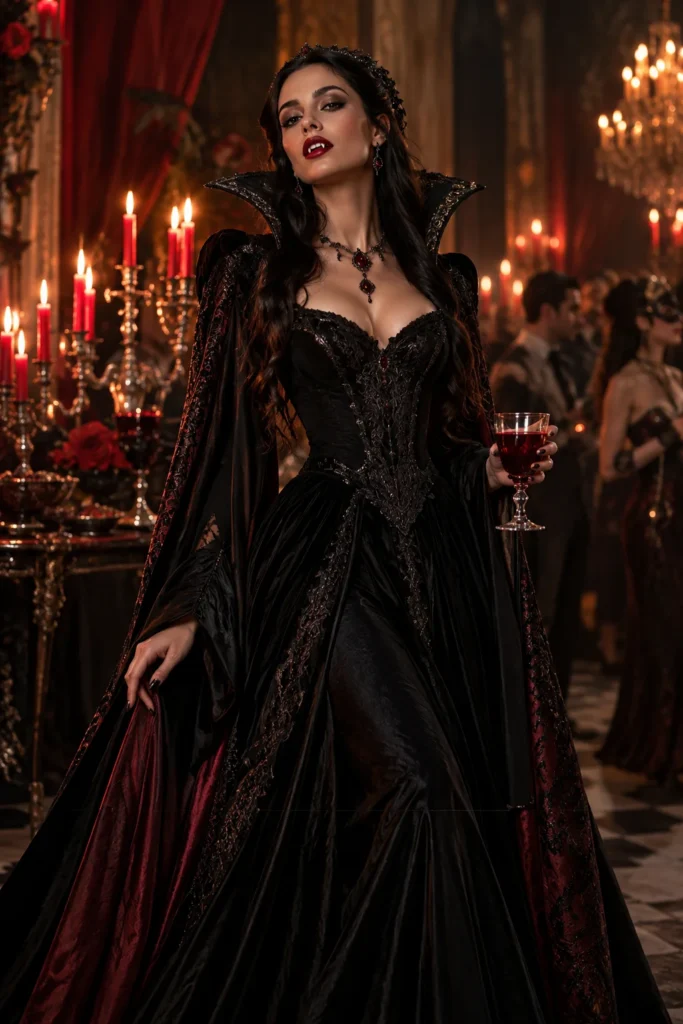 1. Vampire Queen of the Night Halloween Party Outfits