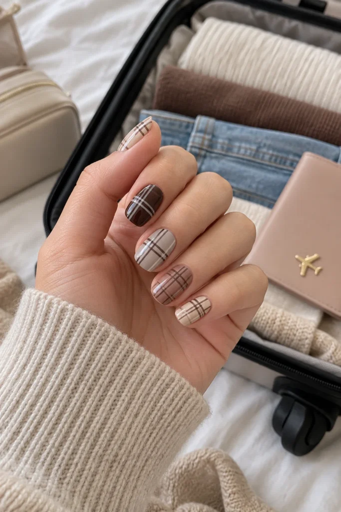 21. Press-On Plaid Nails