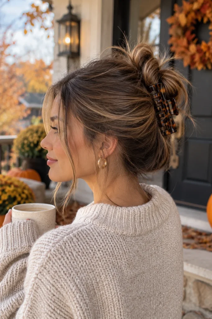 21. Messy Claw Clip Updo