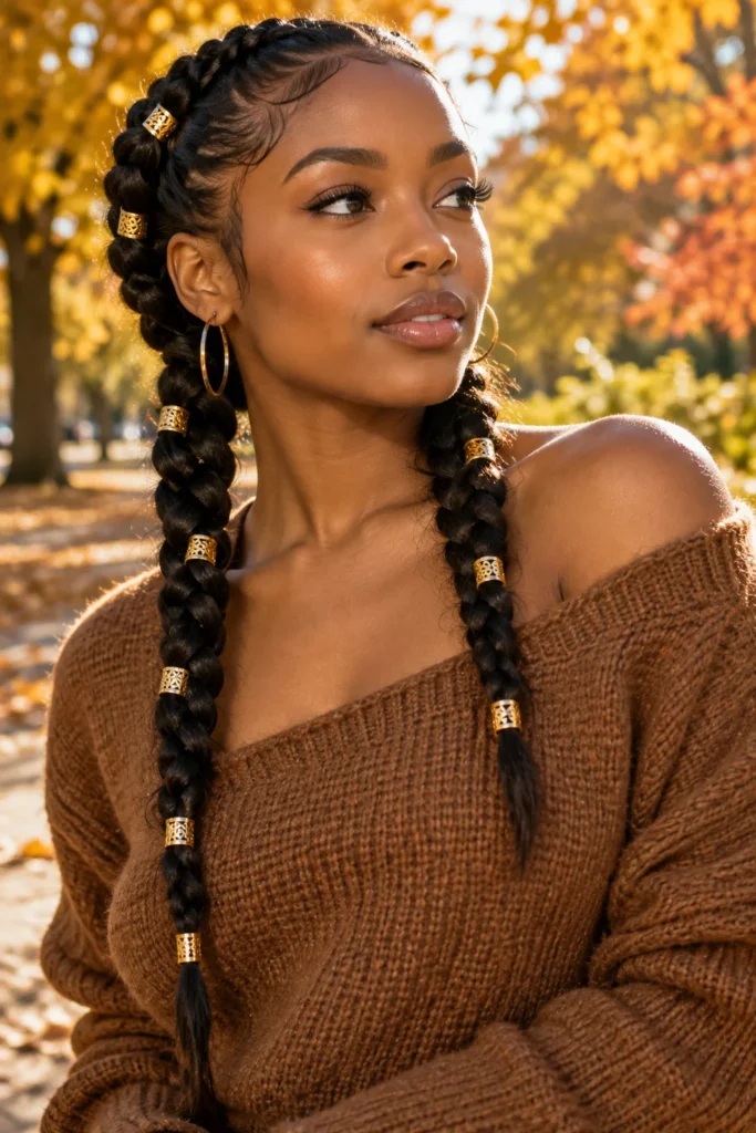 29. Gold Cuffs on Braids
