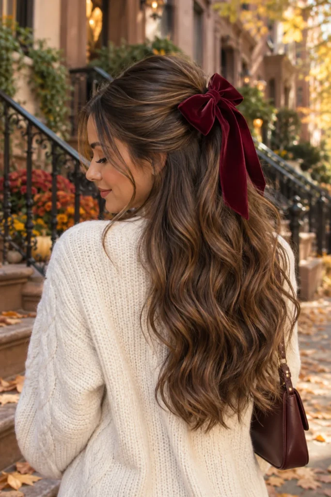 27. Velvet Bow Half Up