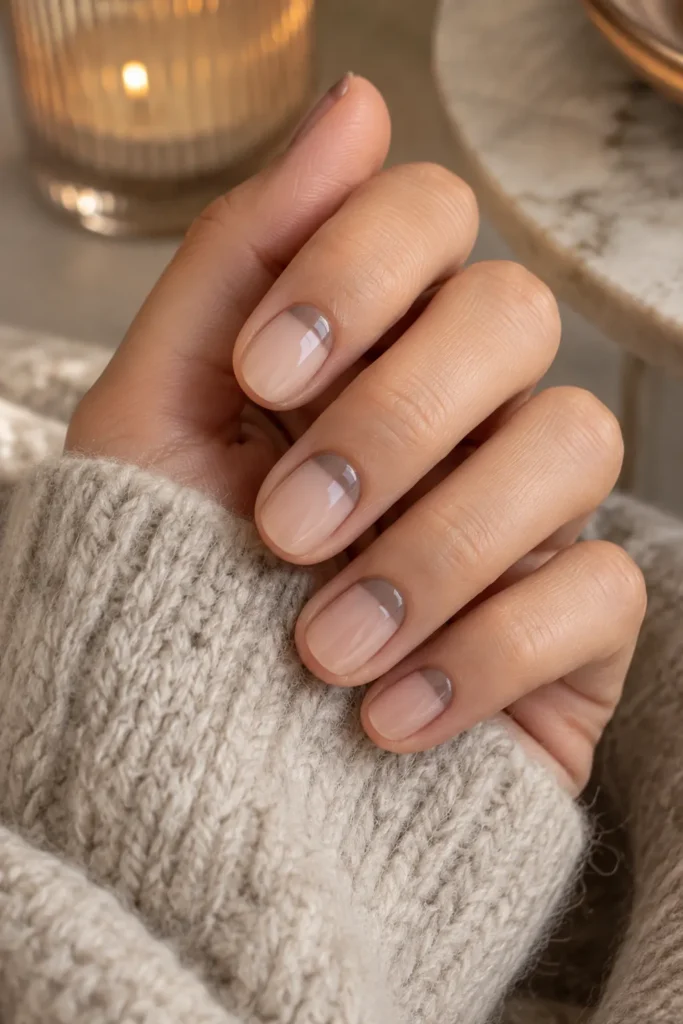 20. Cashmere Taupe Nails Reverse French