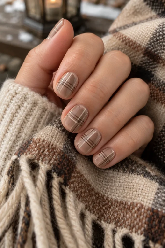 10. Plaid Sweater Lines Like a Scarf