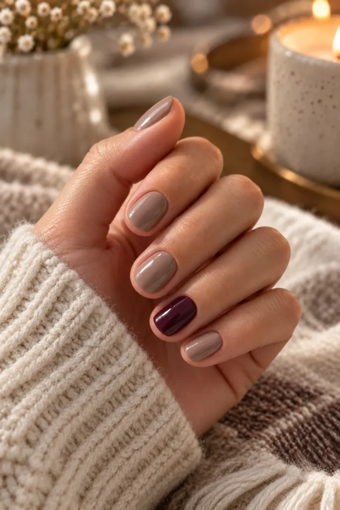 28. Deep Plum Accent Nail