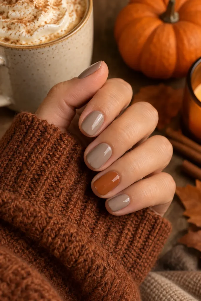 7. Pumpkin Spice Accent Nail