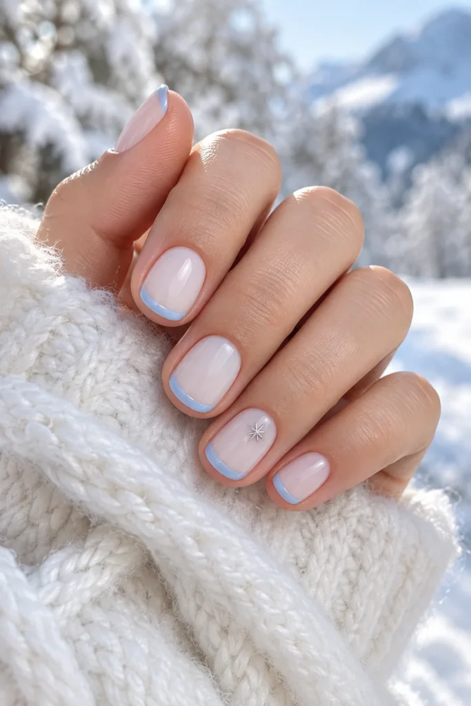 24. Frosty Icy Blue Tips for Snowy Days