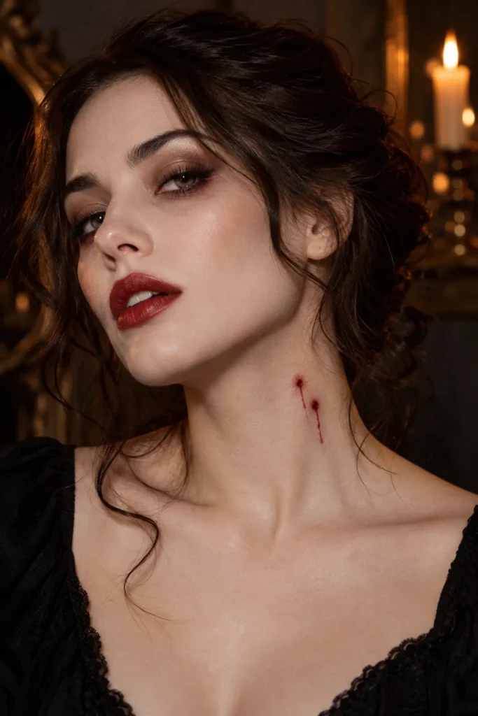 2. Vampire Bite with Red Lipstick