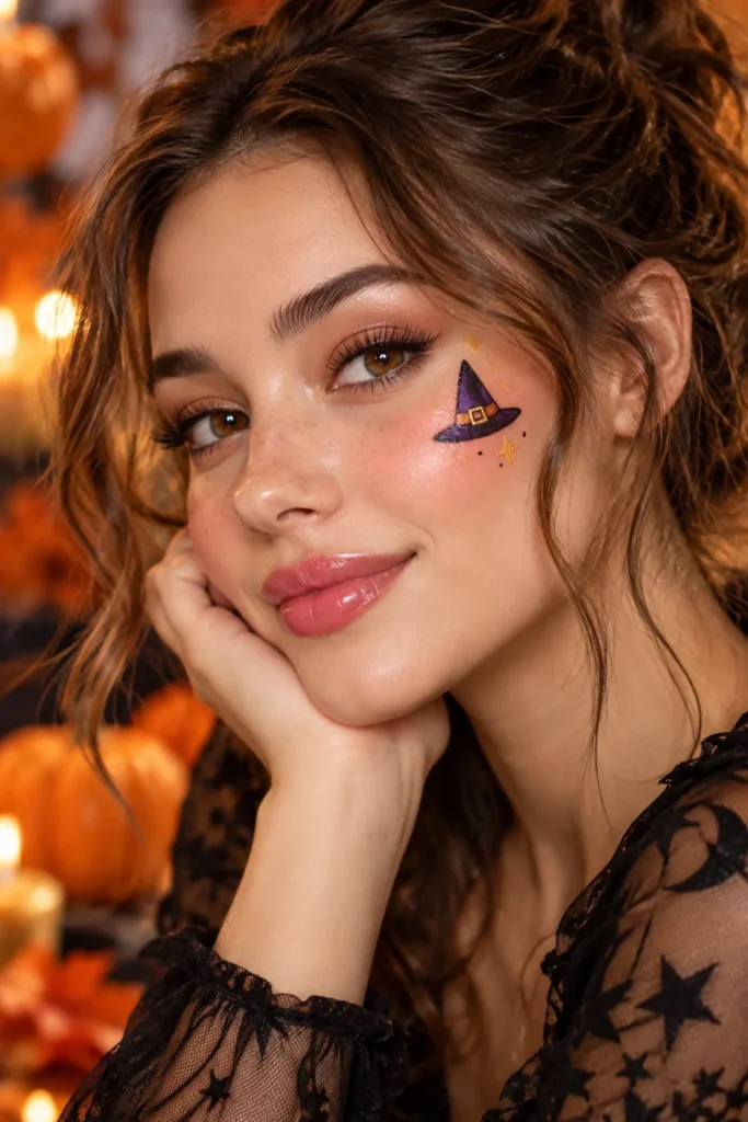 11. Tiny Witch Hat on the Cheek
